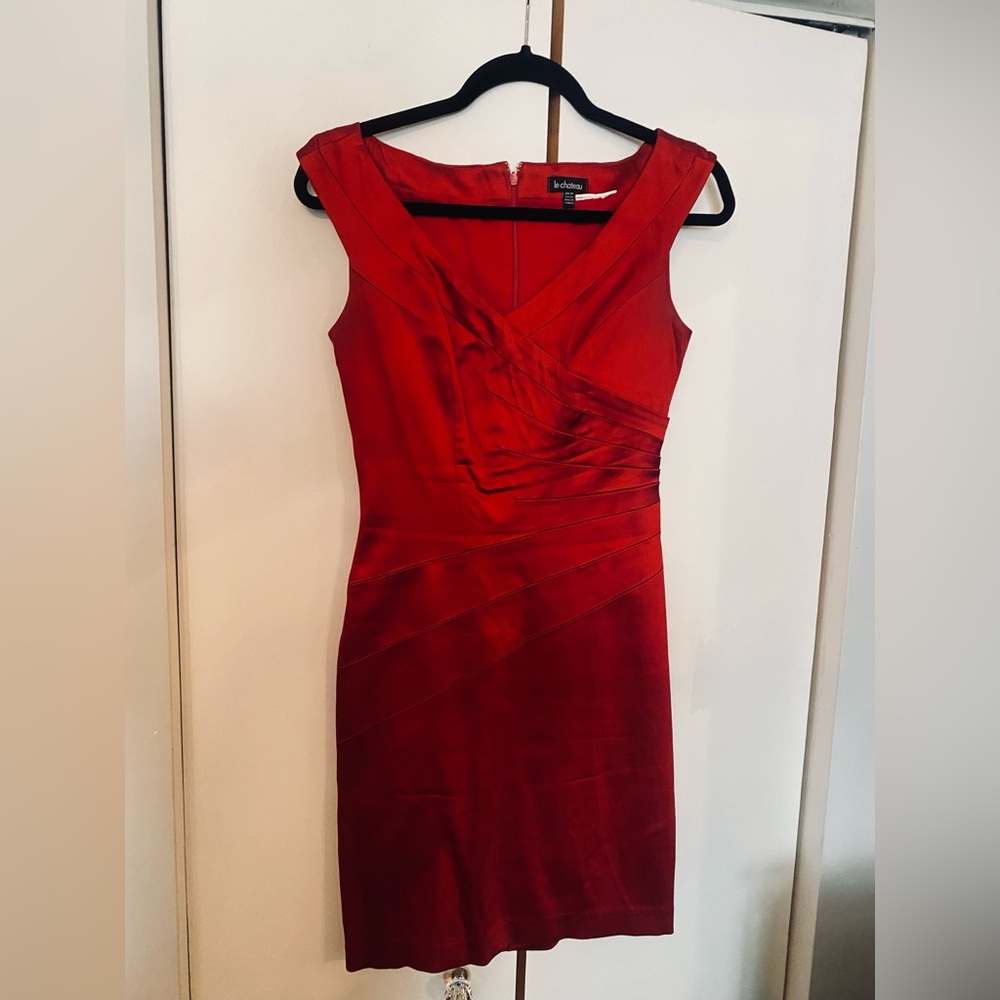 Mini red satin dress